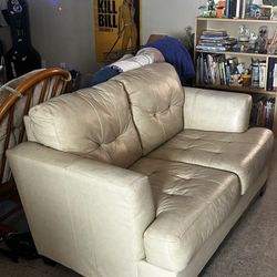 Leather Loveseat, Off white 