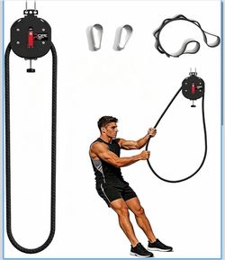 Endless Rope Trainer, Portable Pulley System with Adjustable Resistance Home Gym Suspension Infinity Rope with 14 FT Closed-Loop, for Grip, Arms, Back
