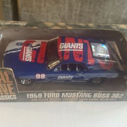 Ertl New York Giants 1969 Ford Mustang Boss 302 Coin Bank Car