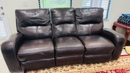 Dark Brown Leather 3-Seater reclining Sofa
