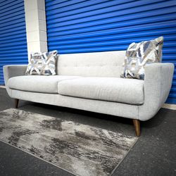 Light Gray Mid Century Modern Tufted Sofa