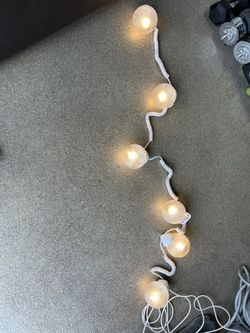 Vintage Mid Century Modern Electric String Hook Hanging 6 Globe Light Fixture XL