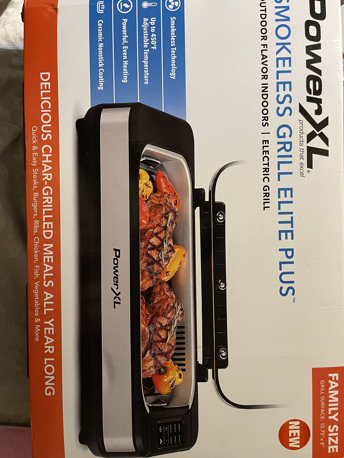 Power XL Smokeless Grill Elite Plus Indoor Electric Grill with Tempered Glass