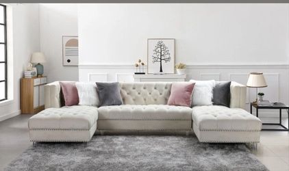 Luxury Black Velvet U Shaped Sectional $1799 🛋️
