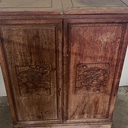 Vintage wine cooler with bar table