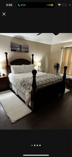 brown real wood bed frame