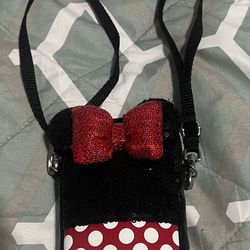 Disney Parks Minnie Mouse Ears Bow Cell Phone Card Case Sequined Crossbody