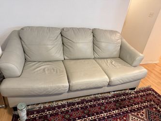Light Gray Leather 3-Seat Sofaes