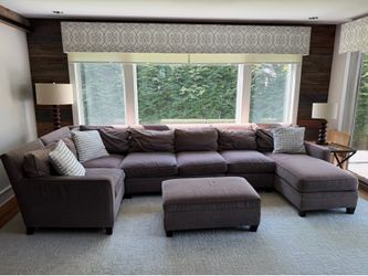 Sectional Couch- light purple/ grey, with chaise and storage ottoman