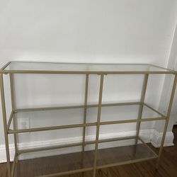 Gold & glass console table  Height - 29 inches, width - 39 1/2 inches