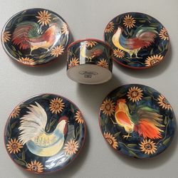 Certified International Susan Winger Rooster Plates 