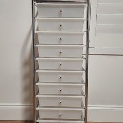 Realspace® 10-Drawer Mobile Cart, 35-13/16”H x 12-5/8”W x 14-3/8”D, White/Chrome