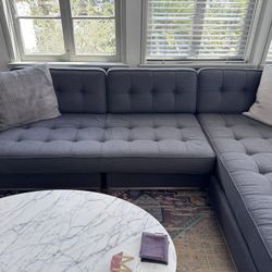 big GUS grey flannel sectional couch sofa