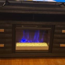Elevations 59.5'' Charcoal Fully Assembled Electric Fireplace and TV Stand