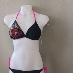 Split 2 Piece Bikini Black And Various Colors Size M NWT
