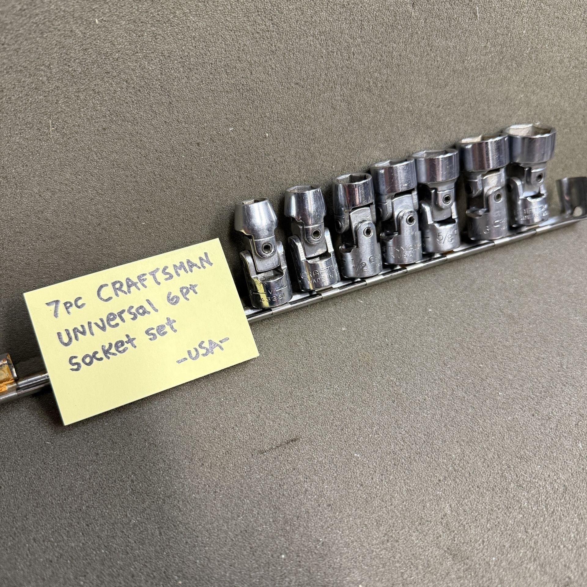 Craftsman -V- Series Swivel 3/8" 6pt Universal Socket Set, 3/8-3/4” -USA-