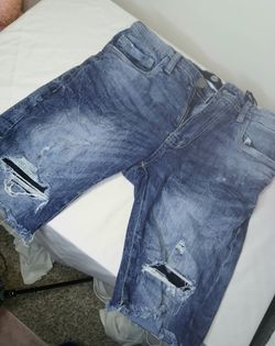 Jordan Craig Distressed Denim Shorts Men's Blue Size 34 Y2K Streetwear