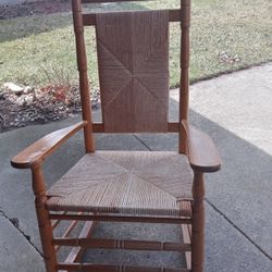 Rattan And Wood Rocking Chair