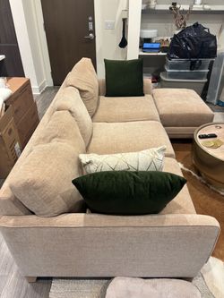 Couch, pillows & ottoman