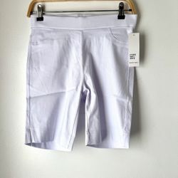 White Stretch Shorts, Large 