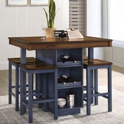 Brand New Blue 5pc Counter Height Dining Table Set