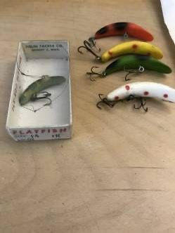 Vintage lot of 5 Helin Fly-Rod Flatfish Fishing Lures: 4 No 7 & F4
