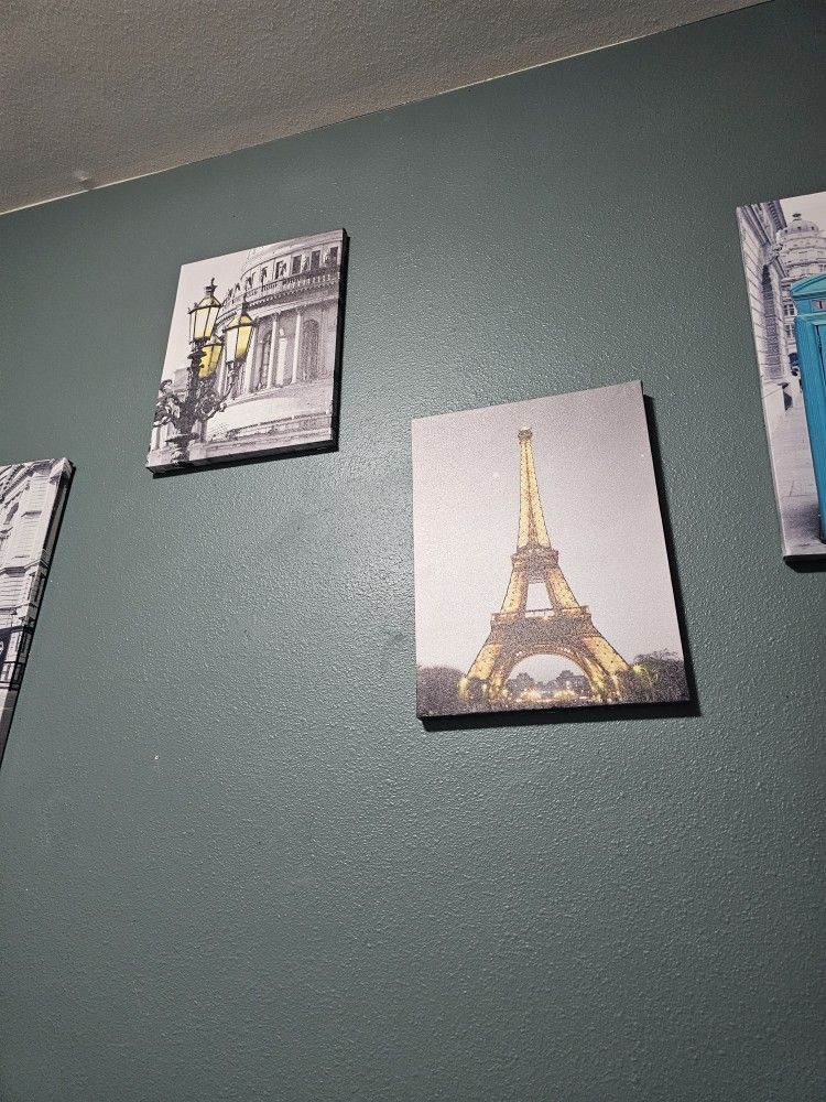 3 Canvas Pieces Yellow Accents