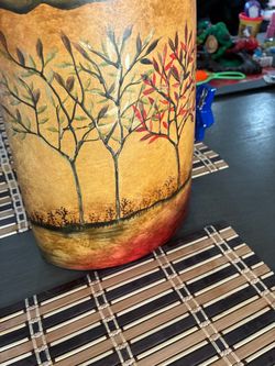 Hand-Painted Tree Scene Decorative Vase