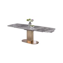 Extendable marbleized ceramic top Dinning table w/ steel base
