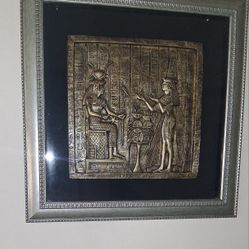 Framed metal picture, silver