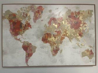 Abstract World Map Framed Wall Art