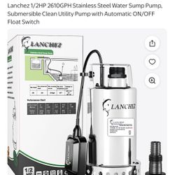 Lanchez New Stainless Steel Sump Pump W Auto On/Off Float Switch 1/2 HP