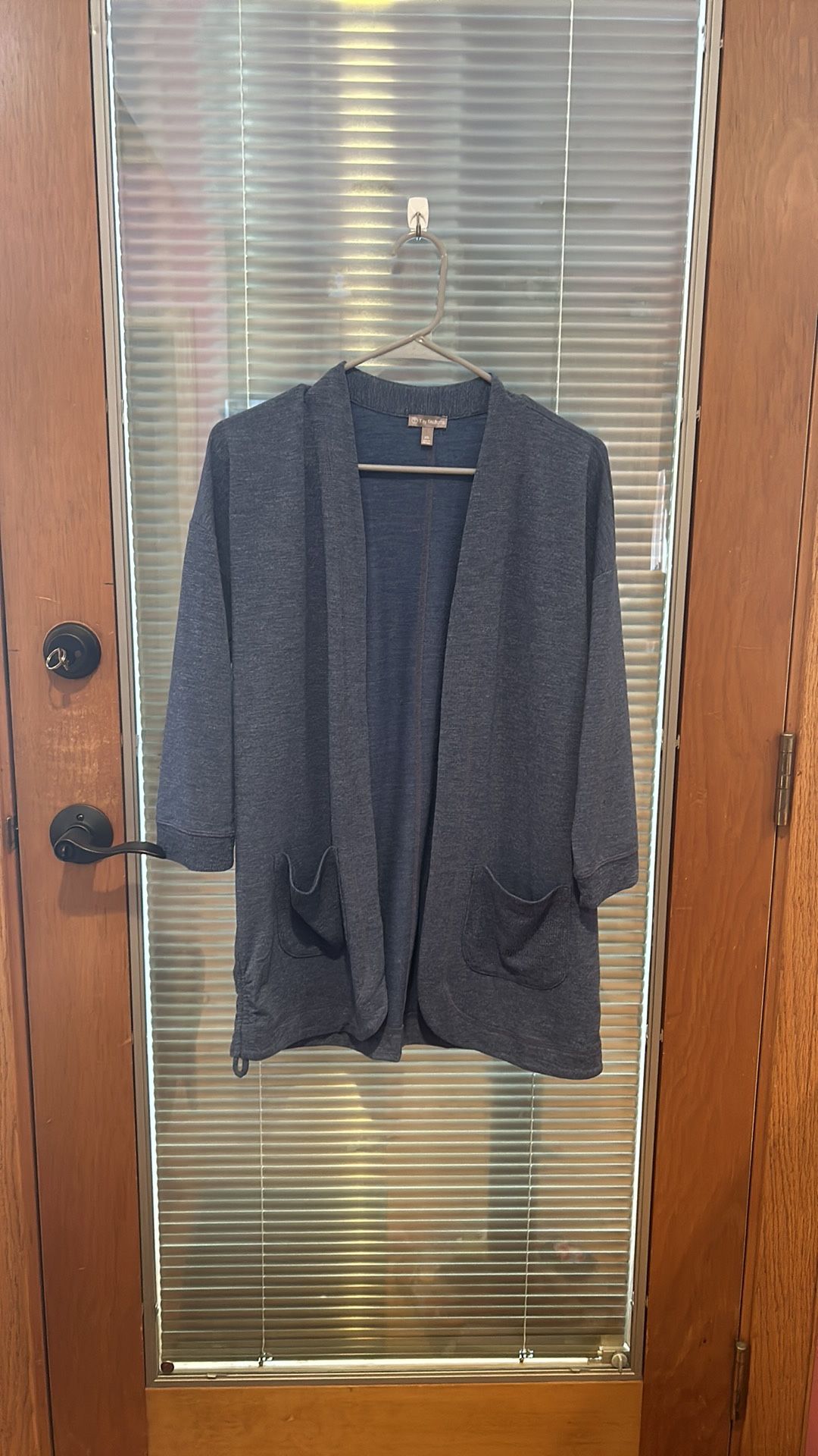 Talbots Heathered Denim Blue Open Cardigan