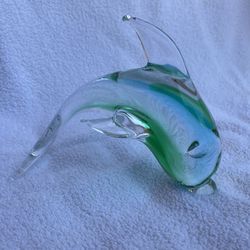 Yes. Available In Katy Cinco Ranch West  For Pick Up Only  Crystal Clear Green Dolphin Art Glass Coastal Decor  6.5 Inch Long.