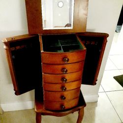 Gorgeous Jewelry Armoire Antique And Genuine Wood $40