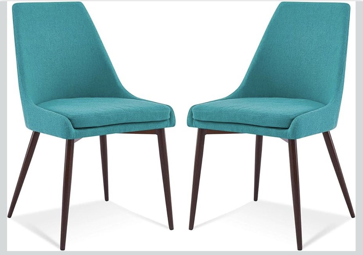 Teal Poly & Bark Dining Chairs Set