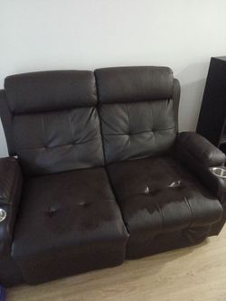 Leather Sofa Massage/Heat with USB Charger