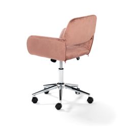 Homy Casa Ross Velvet Swivel Desk Chair with Arms in Dark Rose