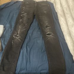 Black Skinny Ripped Jeans Size 28
