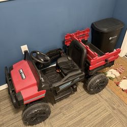  Kids Ride On Tractor, 12V Electric Remote Control Car Trailer