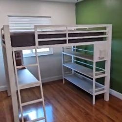  Loft Bed with Desk and Bookcase