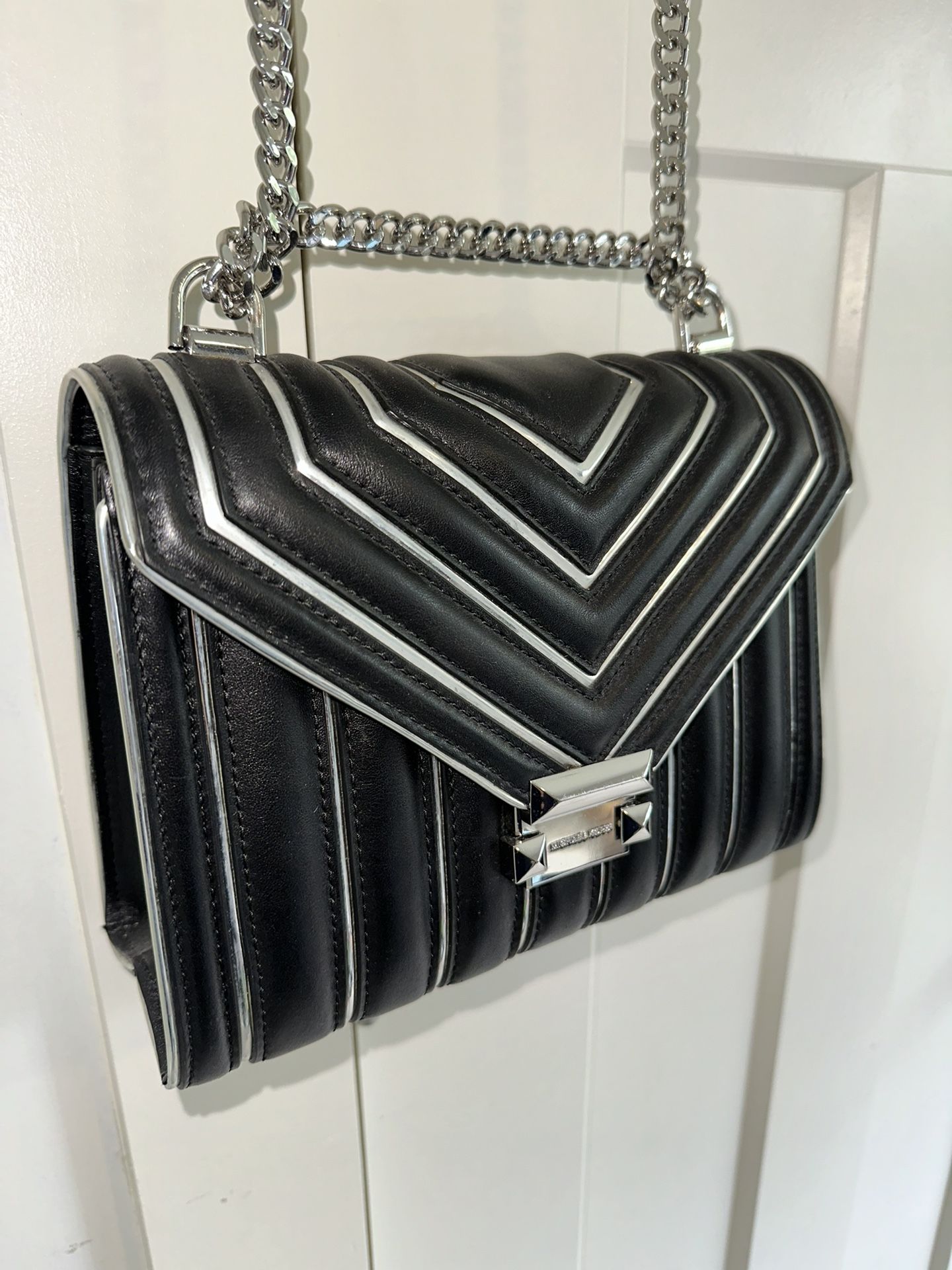Michael Kors Shoulder Bag Purse Black And Silver