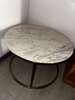 Round Marble Top Coffee Table Gold Base