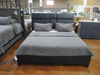 Kinetic Home Matrix King Upholstered Smart Bed - Deep Black | Headboard