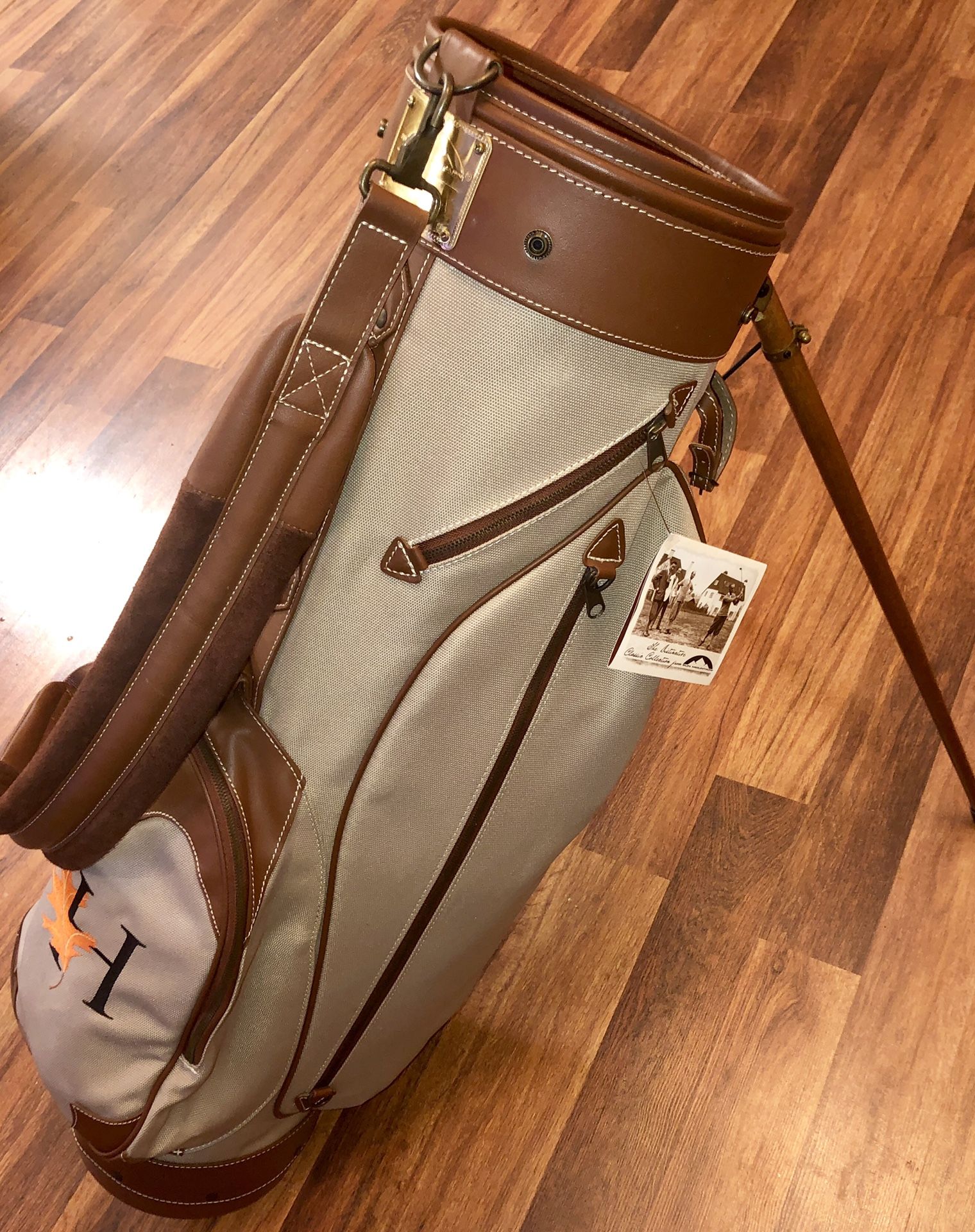 New! Sun Mountain Classic Collection Canvas / Leather Golf Bag