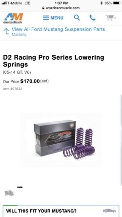 05-14 mustang v6 or gt d2 lowering springs