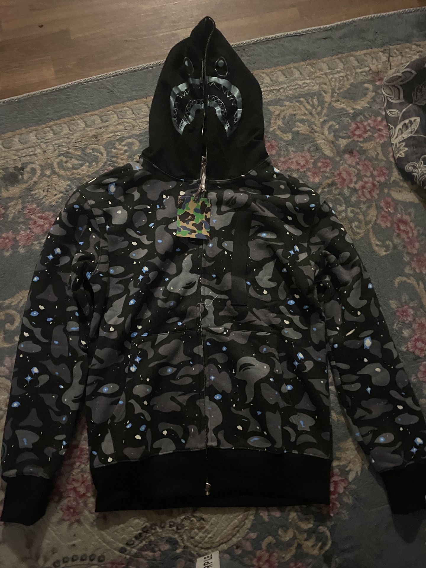 Glow In The Dark Black Bape Shark Hoodie