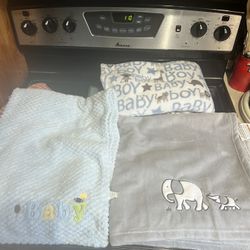 3 baby boy blanket lot