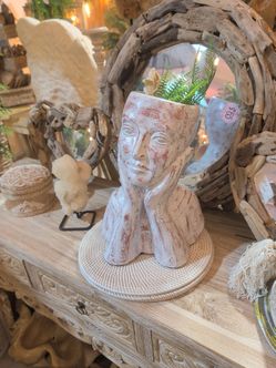 Distressed Face Bust Planter Vase