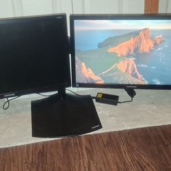 Dual screen monitor ERGOTRON stand with X2 SAMSUNG hdmi port 21.75 screens GAMING OFFICE SECURITY 